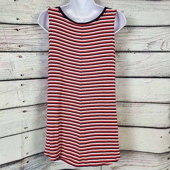 Old Navy Luxe Red White Blue Stripe Sleeveless Tank Top Women’s Medium - Picture 4 of 6